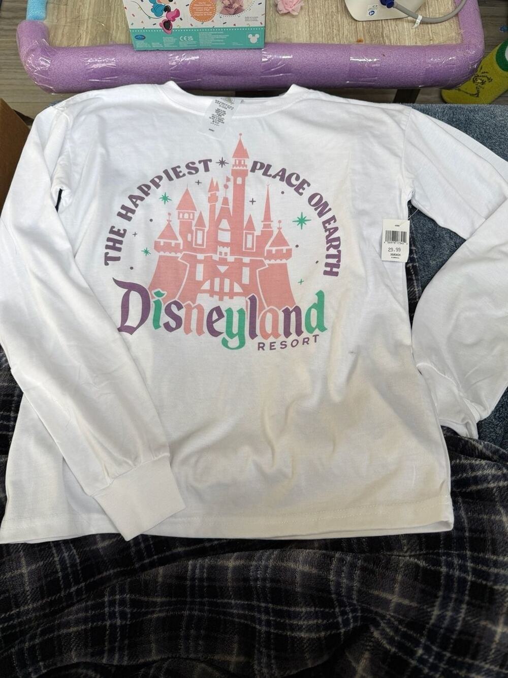Disney Parks Disneyland Happiest Place on Earth Long Sleeve White Shirt Size XS
